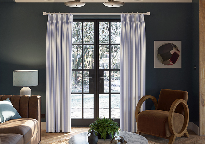 Lace Stripes, Sapphire - Made to Measure Curtains - Image 3